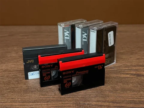 MiniDV digital video cassettes and cases
