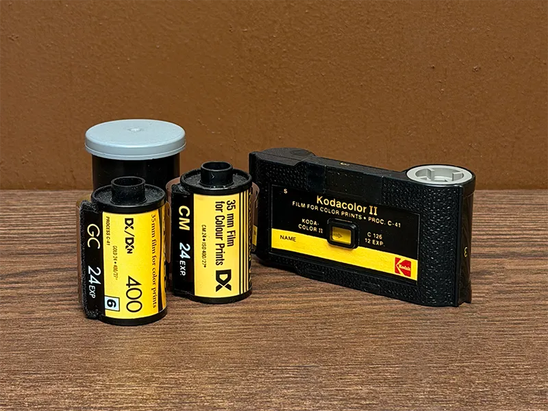 35mm film negatives and vintage color print film cartridges
