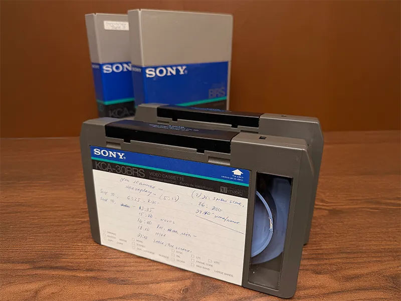 Sony U-matic 3/4-inch video cassettes and cases