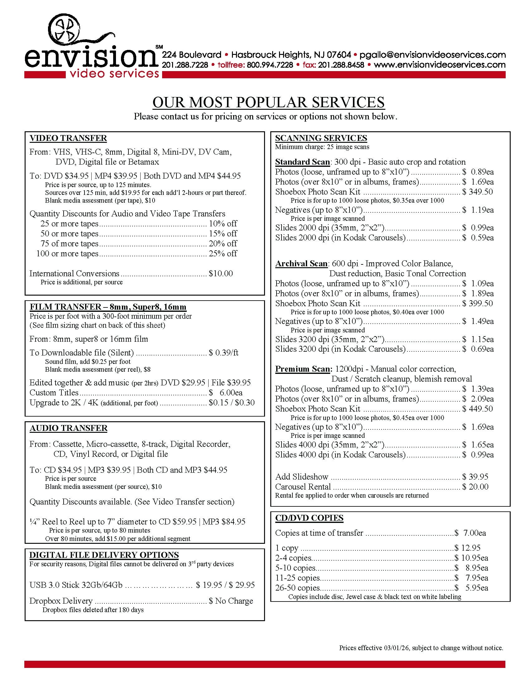 Popular Services List 2026 03 01