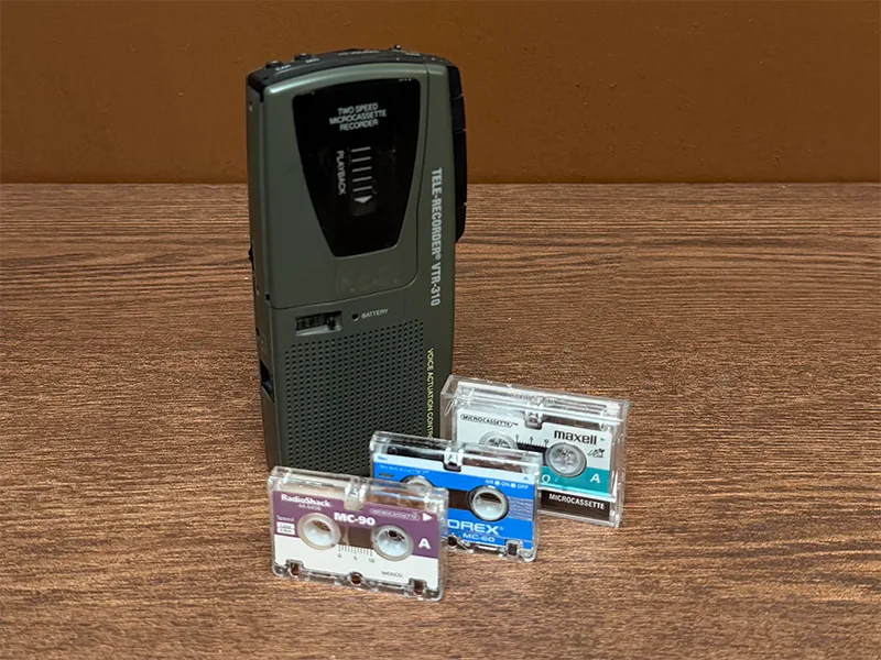 Microcassette tapes with portable voice recorder