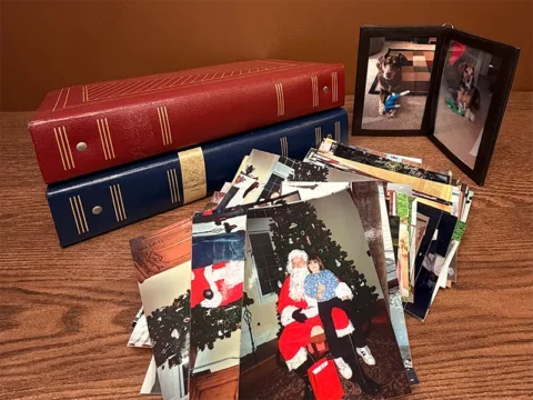 Printed family photos and photo albums for digital scanning
